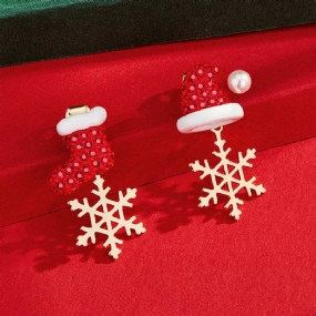 Vianočné Náušnice Snehové Vločky Pre Ženy Jedinečné Asymetrické Napichovačky Párty Šperk Na Vianoce Nový Rok
