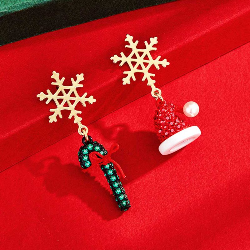 Vianočné Náušnice Snehové Vločky Pre Ženy Jedinečné Asymetrické Napichovačky Párty Šperk Na Vianoce Nový Rok