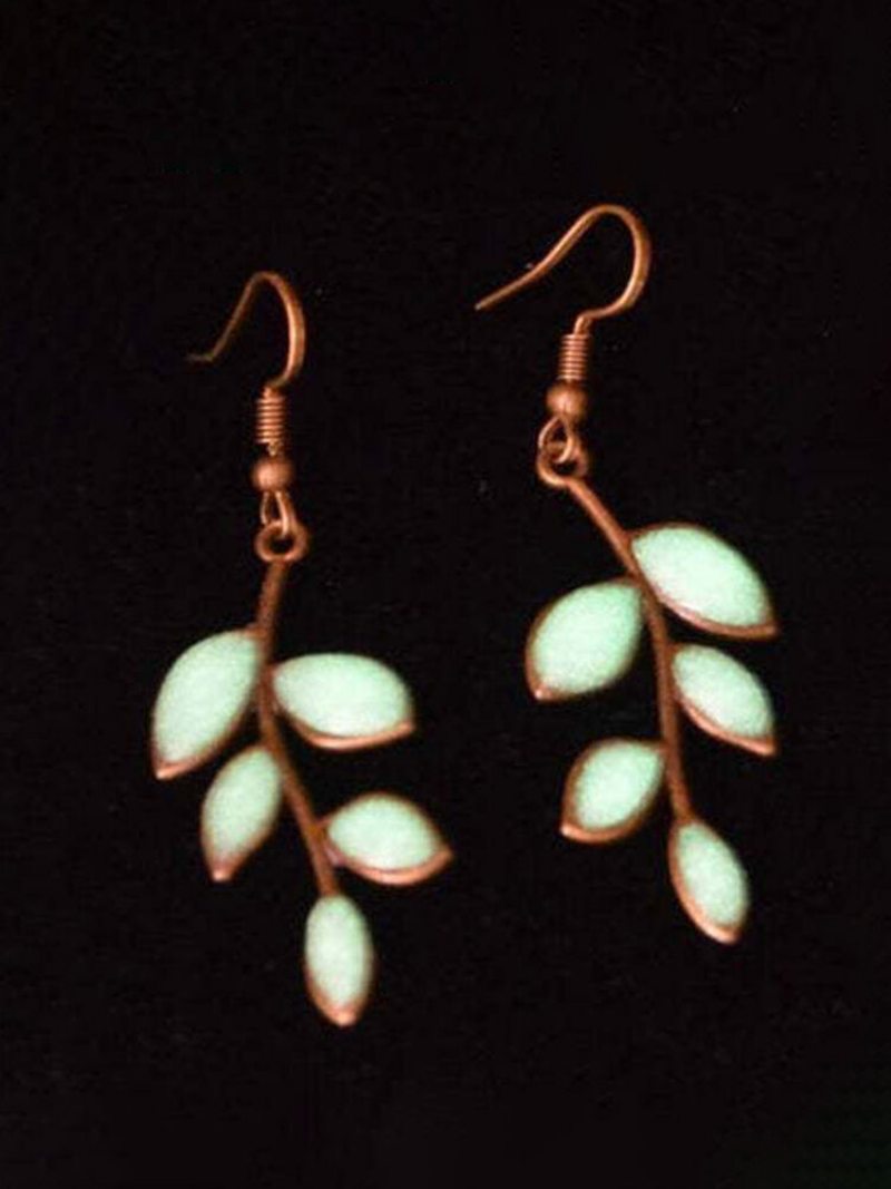 Vintage Green Leaf Luminous Women Earrings Epoxidové Príveskové Náušnice