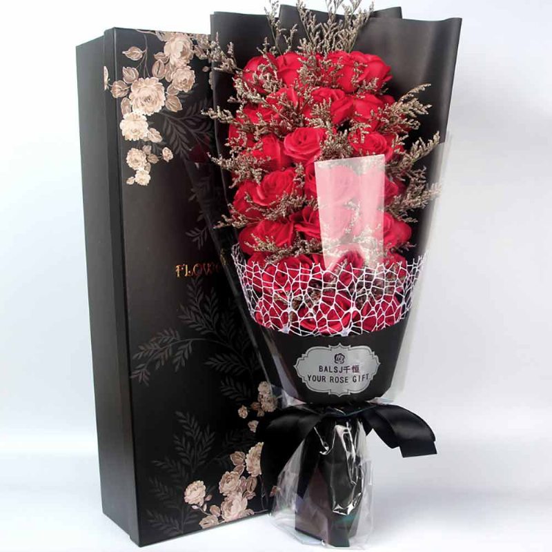 Konzervovaná Čerstvá Ruža So Suchým Kvetom Na Valentína Romantická S Luxusnou Darčekovou Krabičkou Pre Priateľku