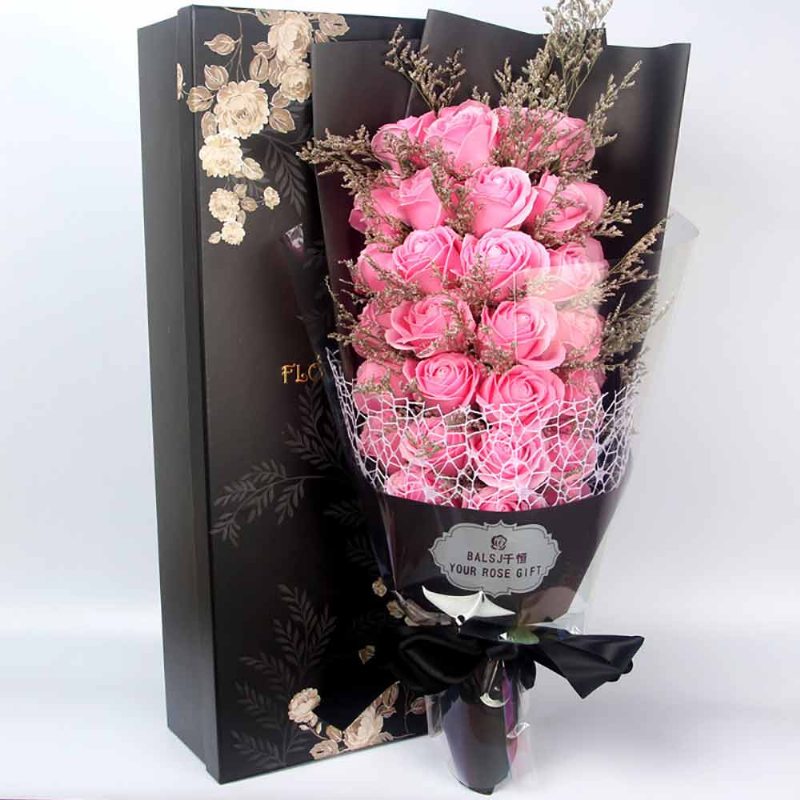 Konzervovaná Čerstvá Ruža So Suchým Kvetom Na Valentína Romantická S Luxusnou Darčekovou Krabičkou Pre Priateľku