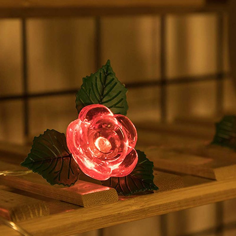 Led Ružové Kvetinové Strunové Svetlá Medené Drôtené Batériové Romantická Ružová Lampa Na Svadbu Domáca Párty Narodeninový Festival Vnútorné Vonkajšie Dekorácie