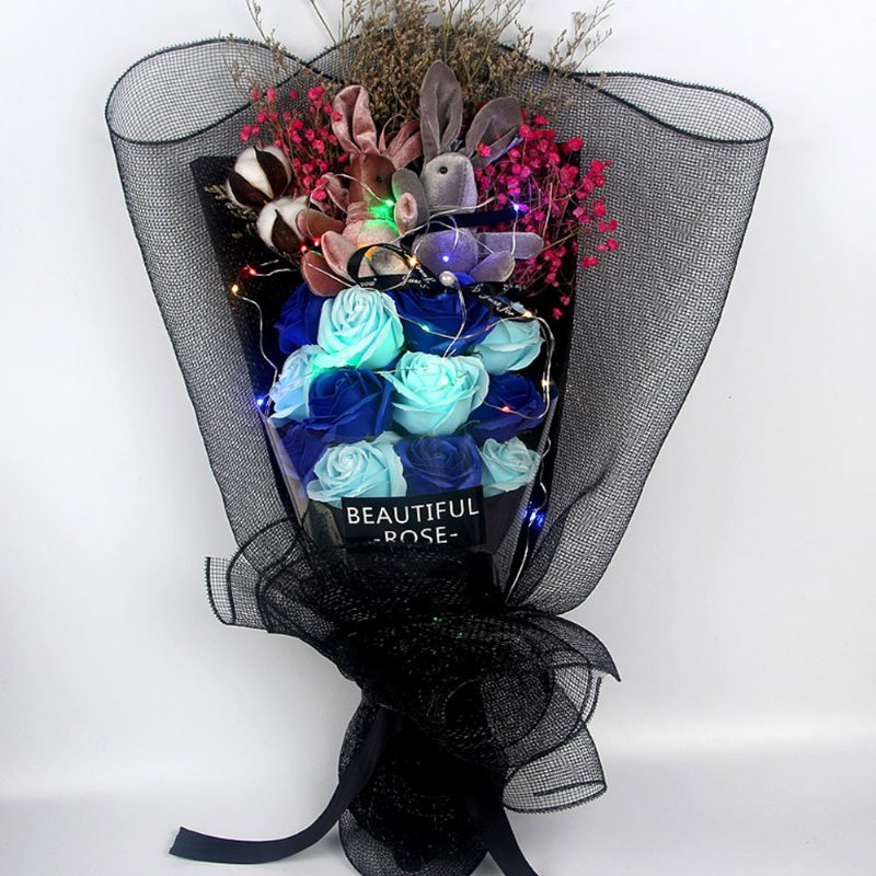 Suchý Kvet Na Konzervovanie Ruží S Blikajúcou Dekoratívnou Krabičkou A Králikmi | Darček Na Valentína