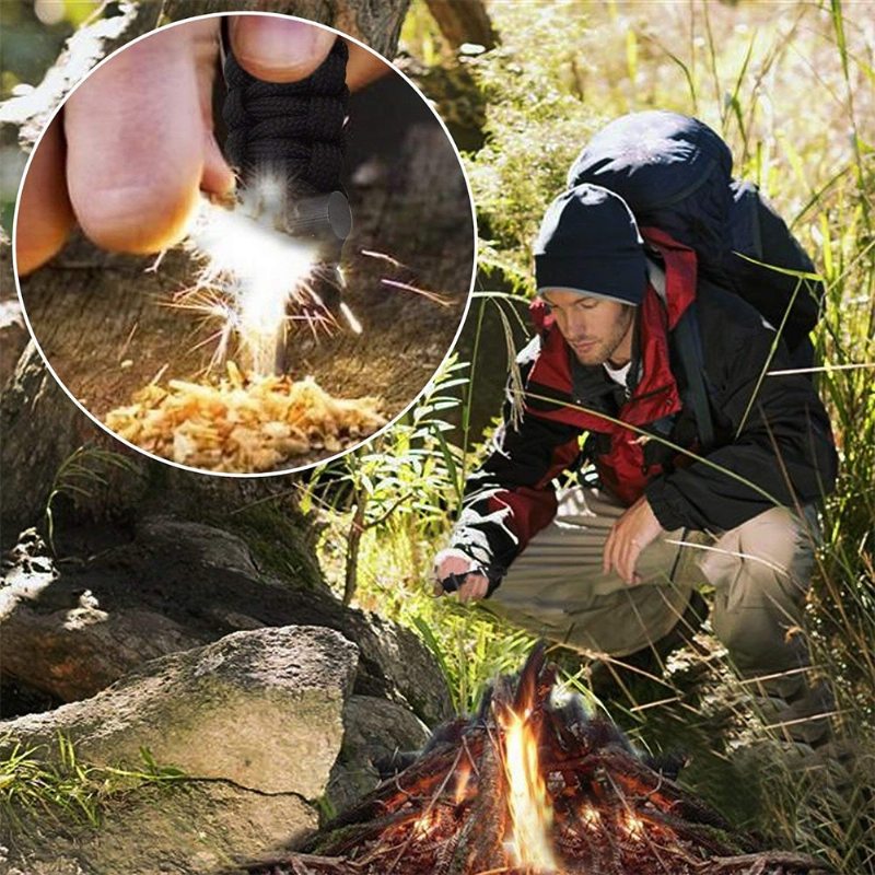 Paracord Karabína Kľúčenka Na Prežitie Firestarter 2 Balenie Kľúčenky Na Outdoorové Vybavenie Na Turistiku Kempovanie Poľovníctvo Rybolov