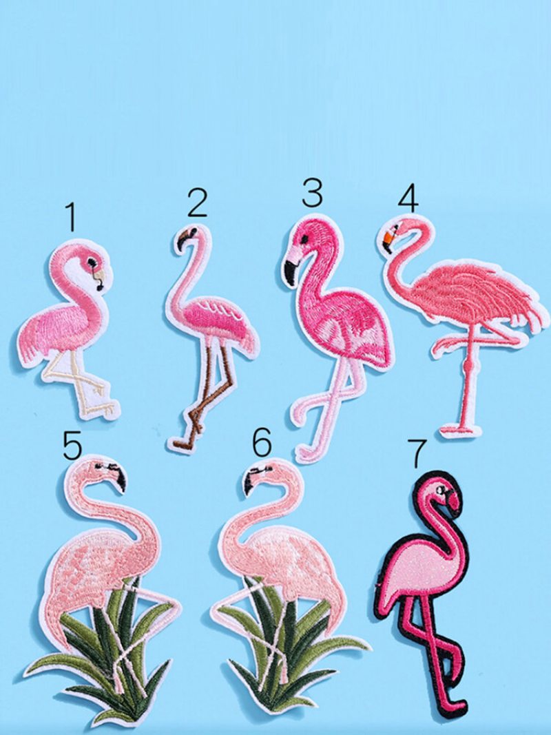 1 Ks Červená Biela Vyšívacia Flamingo Látková Pasta / Diy Odevné Dekorácie Príslušenstvo Náplasťová