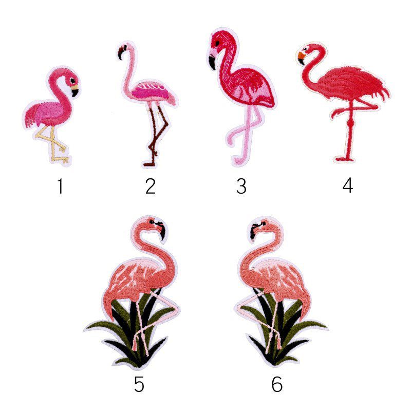 1 Ks Červená Biela Vyšívacia Flamingo Látková Pasta / Diy Odevné Dekorácie Príslušenstvo Náplasťová