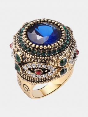 Bohemian Finger Rings Modré Kamienkové Pozlátené Okrúhle Geometrické Prstene Etnické Šperky Pre Ženy