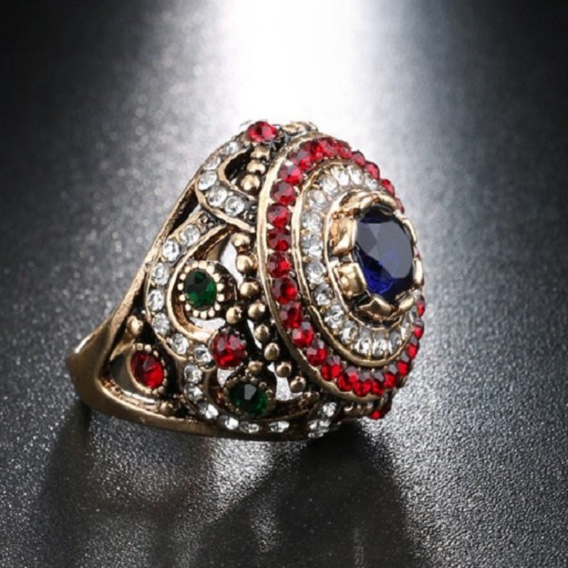 Bohemian Finger Rings Opál Gold Plated Blue Resin Crystal Duté Prstene Etnické Šperky Pre Ženy