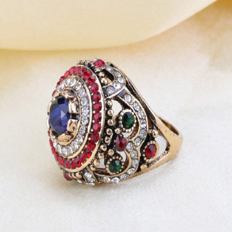 Bohemian Finger Rings Opál Gold Plated Blue Resin Crystal Duté Prstene Etnické Šperky Pre Ženy