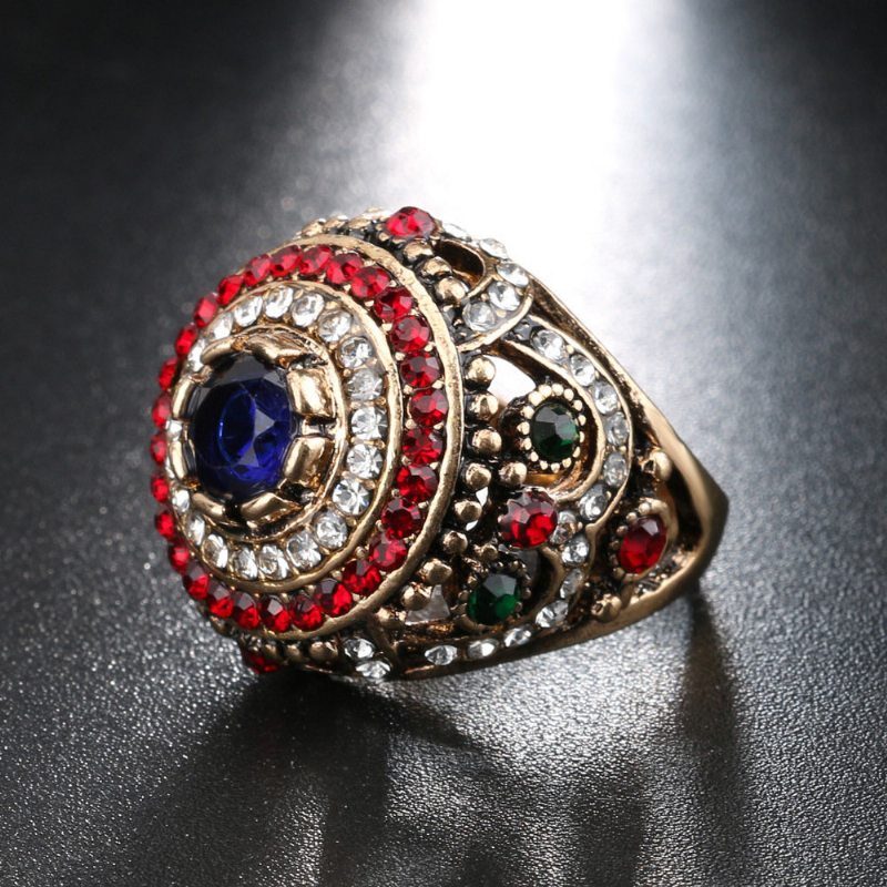 Bohemian Finger Rings Opál Gold Plated Blue Resin Crystal Duté Prstene Etnické Šperky Pre Ženy