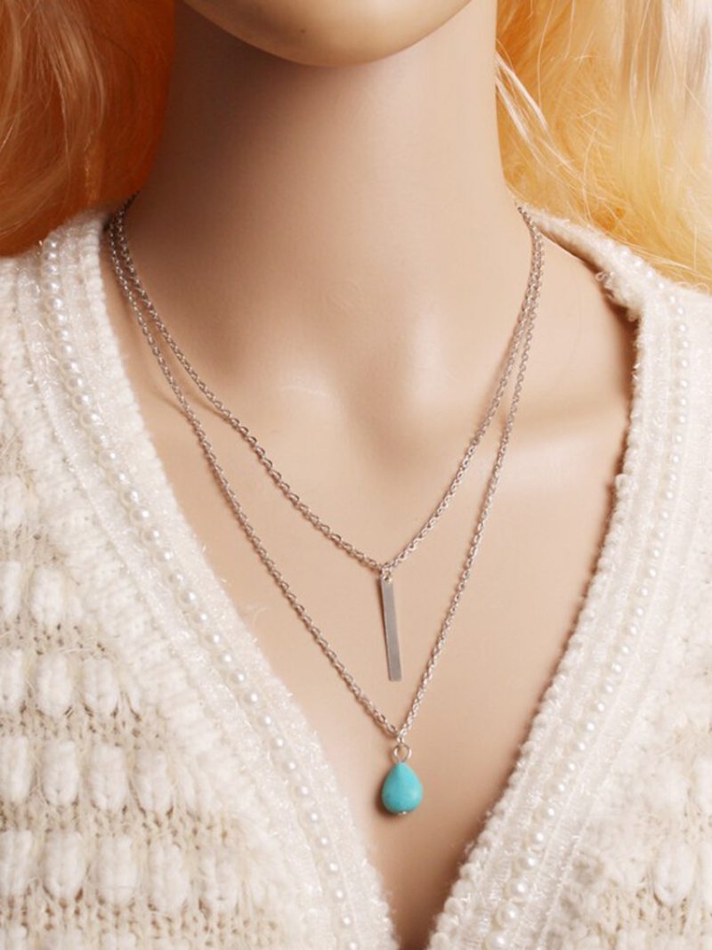 Bohemian Muitilayer Náhrdelník Drop Turquoise Bar Tassel Charm Retiazka Best Friend Pre Ženy