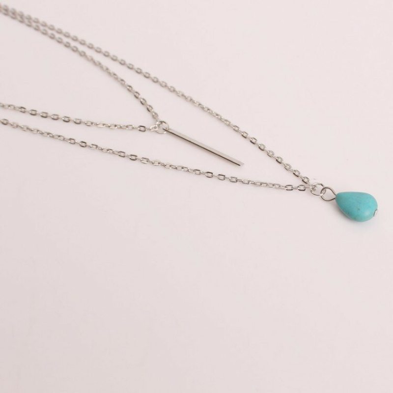 Bohemian Muitilayer Náhrdelník Drop Turquoise Bar Tassel Charm Retiazka Best Friend Pre Ženy