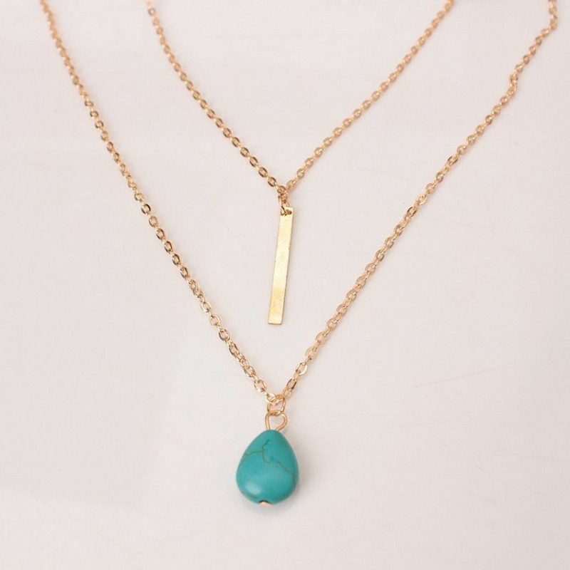 Bohemian Muitilayer Náhrdelník Drop Turquoise Bar Tassel Charm Retiazka Best Friend Pre Ženy