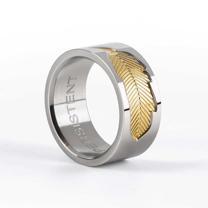 Jedinečné Unisex Zlaté Pierkové Kúzlo Prstene Z Nehrdzavejúcej Ocele Pár Zásnubných Prsteňov Pre Ženy Muži