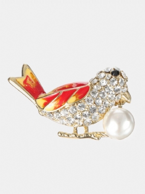 Módne 18k Zlaté Farebné Vtáčie Brošne Kamienky Pearl Luxusný Darček Pre Ženy