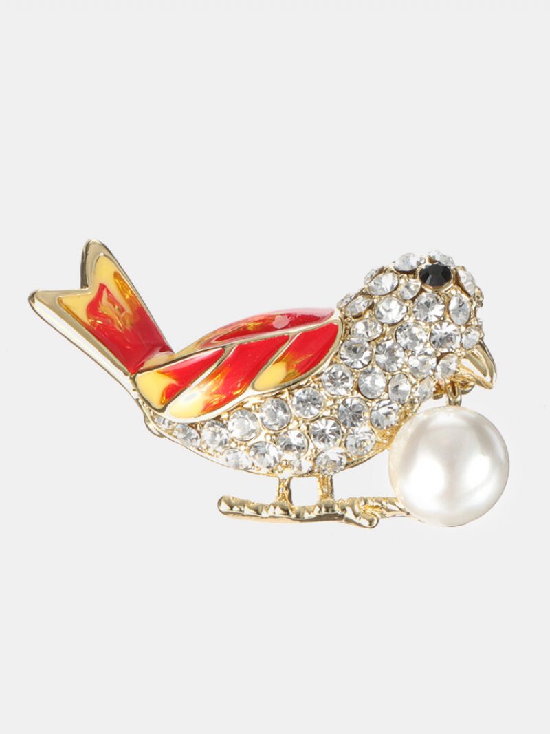 Módne 18k Zlaté Farebné Vtáčie Brošne Kamienky Pearl Luxusný Darček Pre Ženy