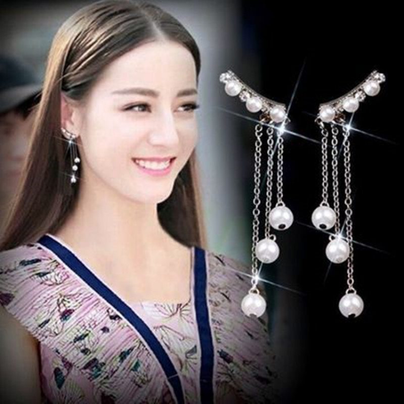 Módne Náušnice S Dlhou Retiazkou Strapce Imitácia Perál Elegantné Šperky Pre Ženy