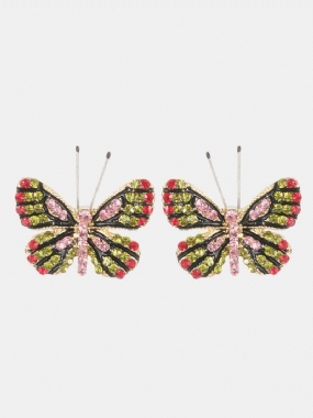 Módne Náušnice Z 18k Zlata Motýlie S Farebnými Kamienkami Roztomilé Ako Darček Pre Ženy