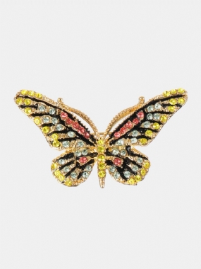 Módny Prívesok Z 18k Zlata Na Retiazku Butterfly Brošne Farebné Kamienky Luxusné Ihlice Pre Ženy