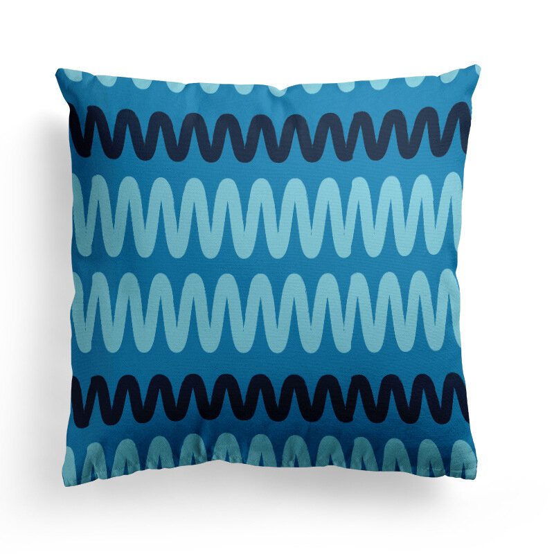 Modré Geometrické Prúžky Plédy Poťah Na Vankúš Nordic Line Waves Sofa Throw Obliečka Na