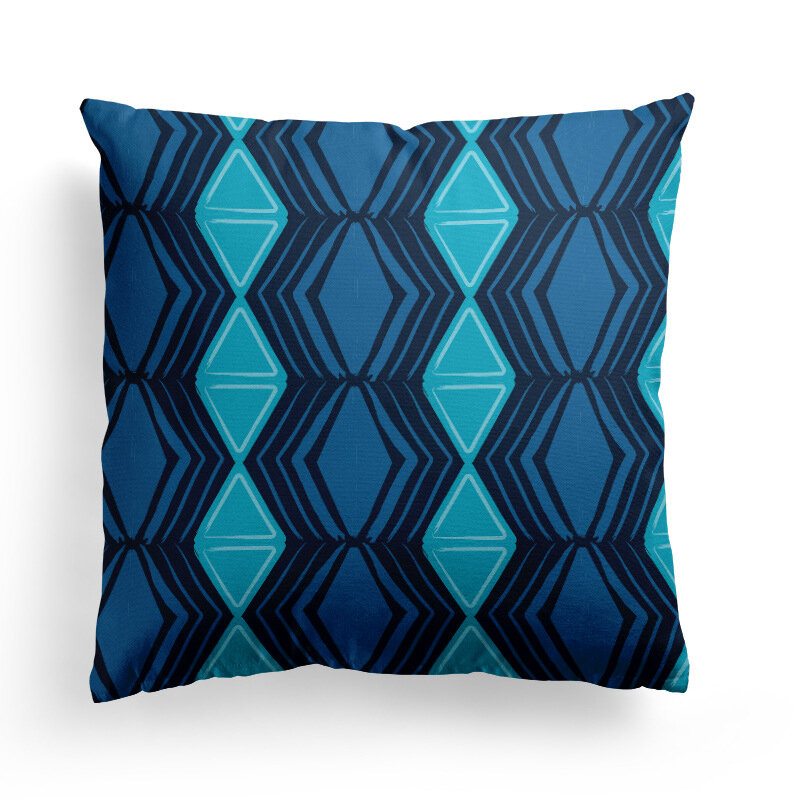 Modré Geometrické Prúžky Plédy Poťah Na Vankúš Nordic Line Waves Sofa Throw Obliečka Na