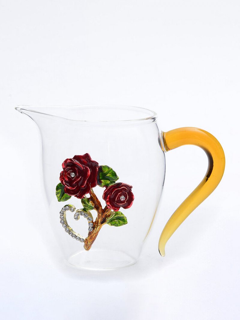 Priehľadná Smaltovaná Šálka Pre Domácnosť Krištáľové Sklo Kvet Rose Čajová