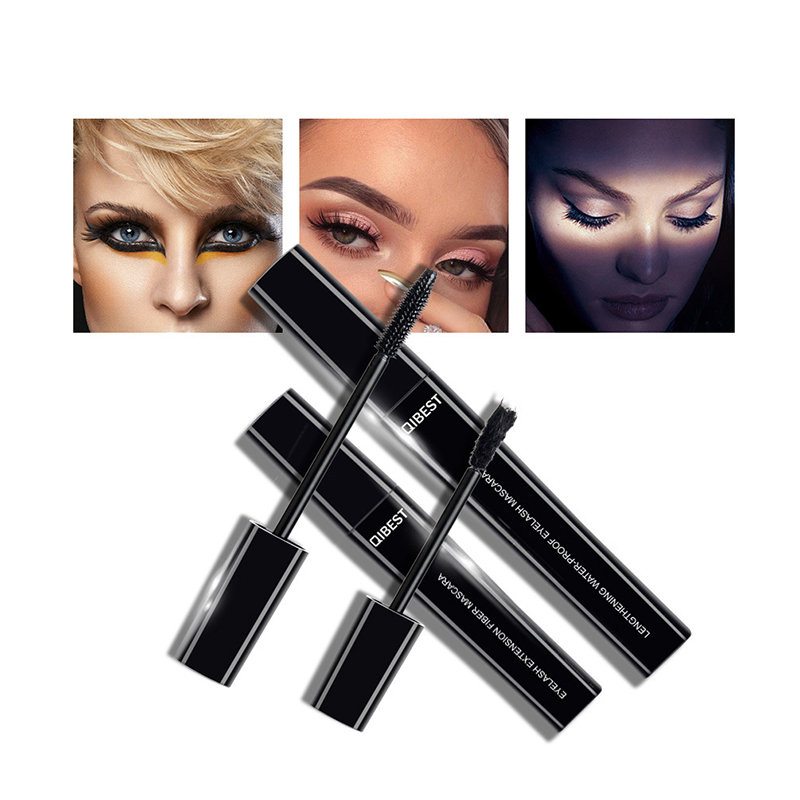 Súprava 3d Fiber Mascara Waterproof Black Long-tring Curly Long Eyelash Beauty