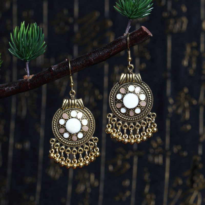 Vintage Náušnice Guľaté Geometrické Korálky Strapce Visiace Etnické Šperky Pre Ženy