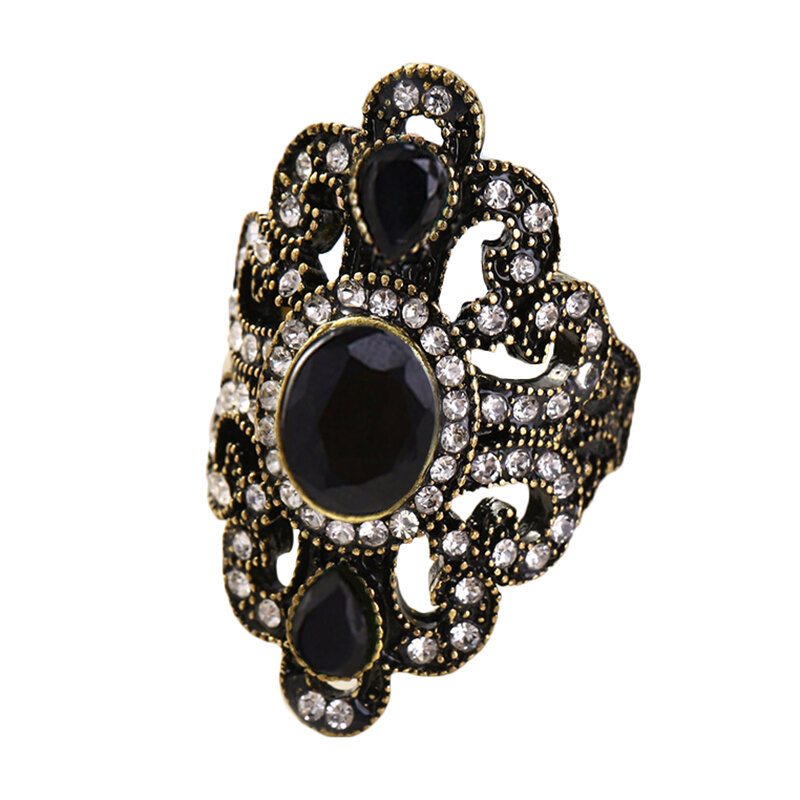 Vintage Prsteňov Drahokam Duté Oválne Geometrické Prstene Etnické Šperky Pre Ženy