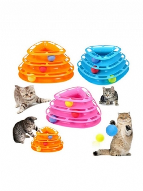 3colors Funny Cat Toy Tower S Loptičkami Gramofón Ball Kitty Plastic Play Interactive