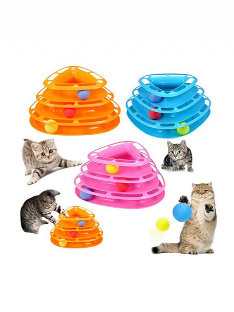 3colors Funny Cat Toy Tower S Loptičkami Gramofón Ball Kitty Plastic Play Interactive