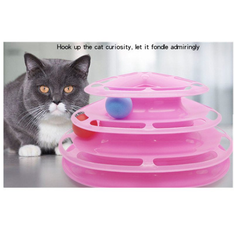 3colors Funny Cat Toy Tower S Loptičkami Gramofón Ball Kitty Plastic Play Interactive