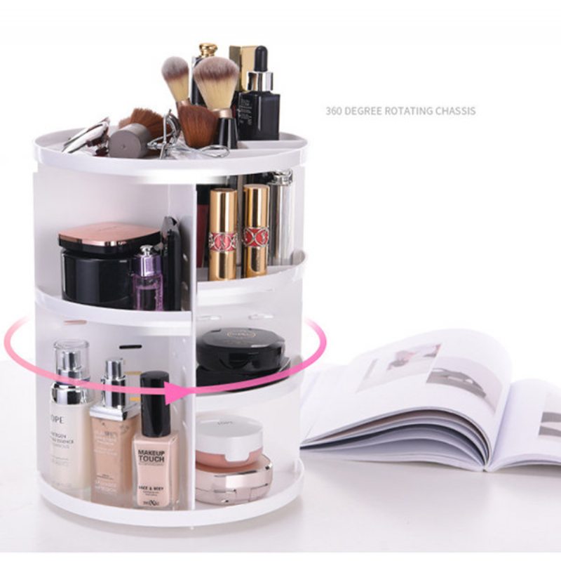 360-stupňový Otočný Organizér Na Make-up Nastaviteľný Multifunkčný Kozmetický Úložný Box