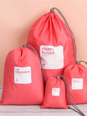 4 Ks Vodotesná Nylonová Sťahovacia Šnúrka Cestovná Úložná Taška Prenosný Organizér Skladovanie Oblečenia