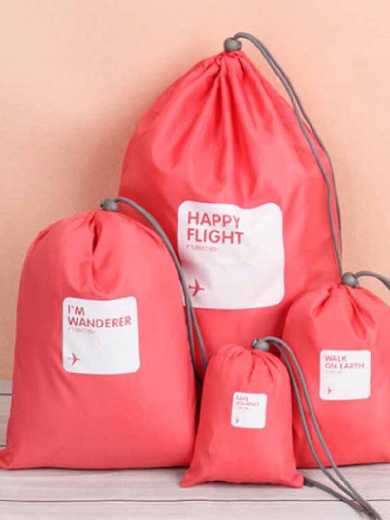 4 Ks Vodotesná Nylonová Sťahovacia Šnúrka Cestovná Úložná Taška Prenosný Organizér Skladovanie Oblečenia