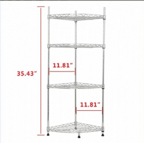 4-policový Rohový Drôtený Policový Stojan Nastaviteľný Kovový Voľne Stojaci Úložný Do Kúpeľne Obývačka Kuchyňa