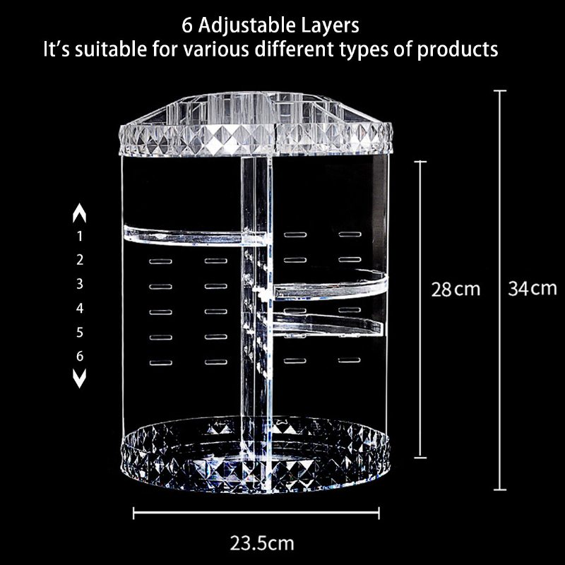 6 Nastaviteľných Vrství Organizér Na Make-up O 360 Stupňov Otočný Úložný Box Darček S Kozmetickými Rúžmi Parfumy Podnos Na Vystavenie