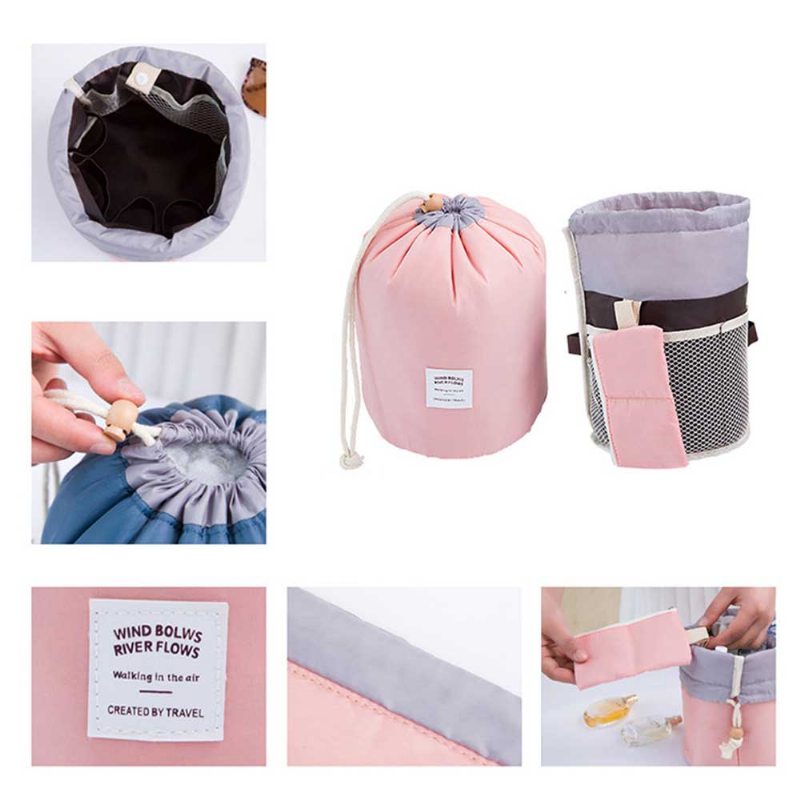 Cylinder Wash Make-up Bag Veľkokapacitná Dievčenská Taška S Nylonovým Povrazom A Vodeodolnou Cestovnou Taškou Na Služobnú Cestu