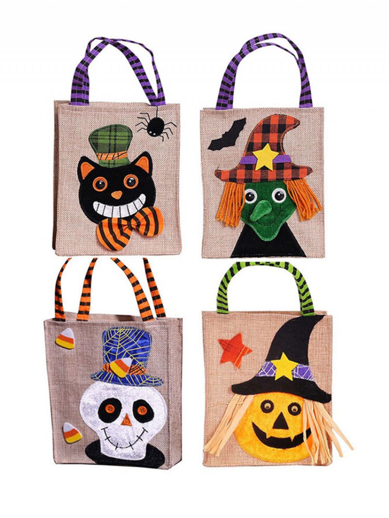 Halloweenska Darčeková Taška Tekvica Čierna Mačka Biely Duch Čarodejnice Ghost Festival Candy Bag