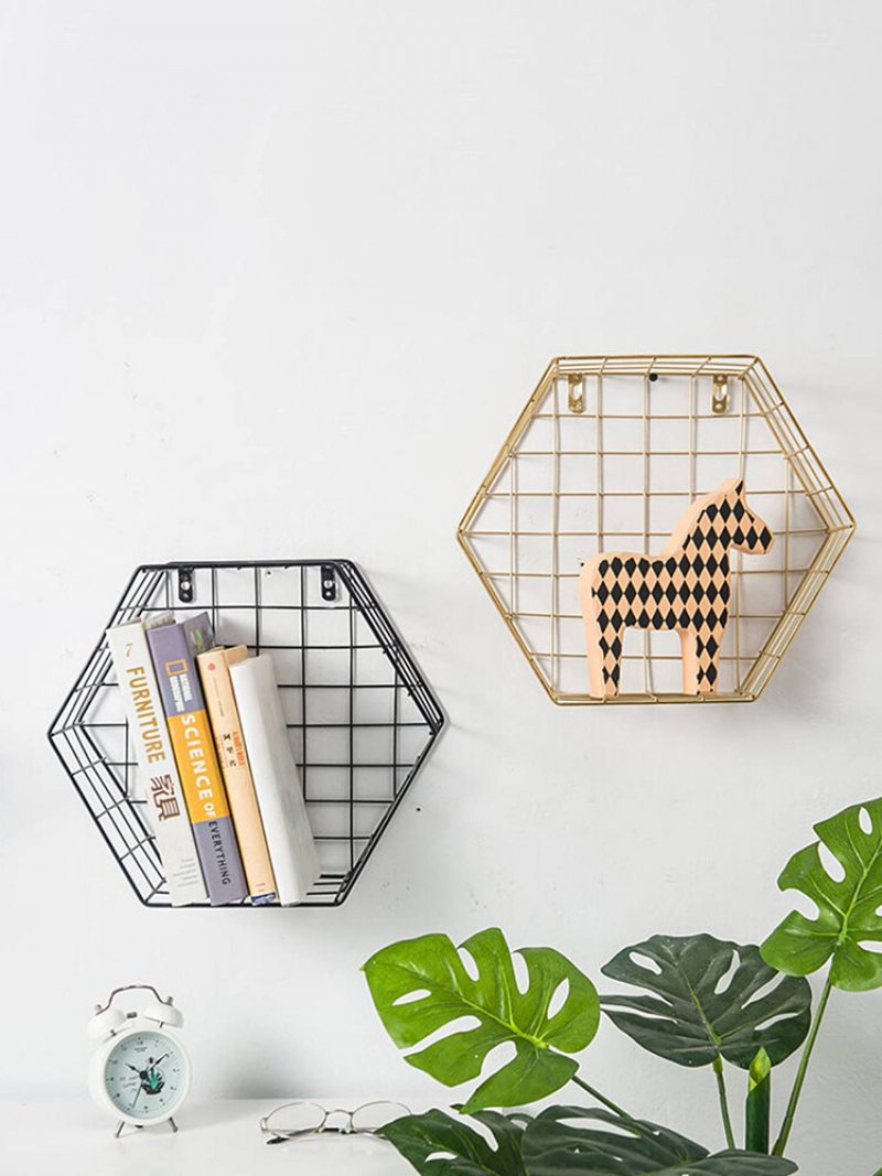 Iron Grid Wall Police Geometric Hexagon Decoration