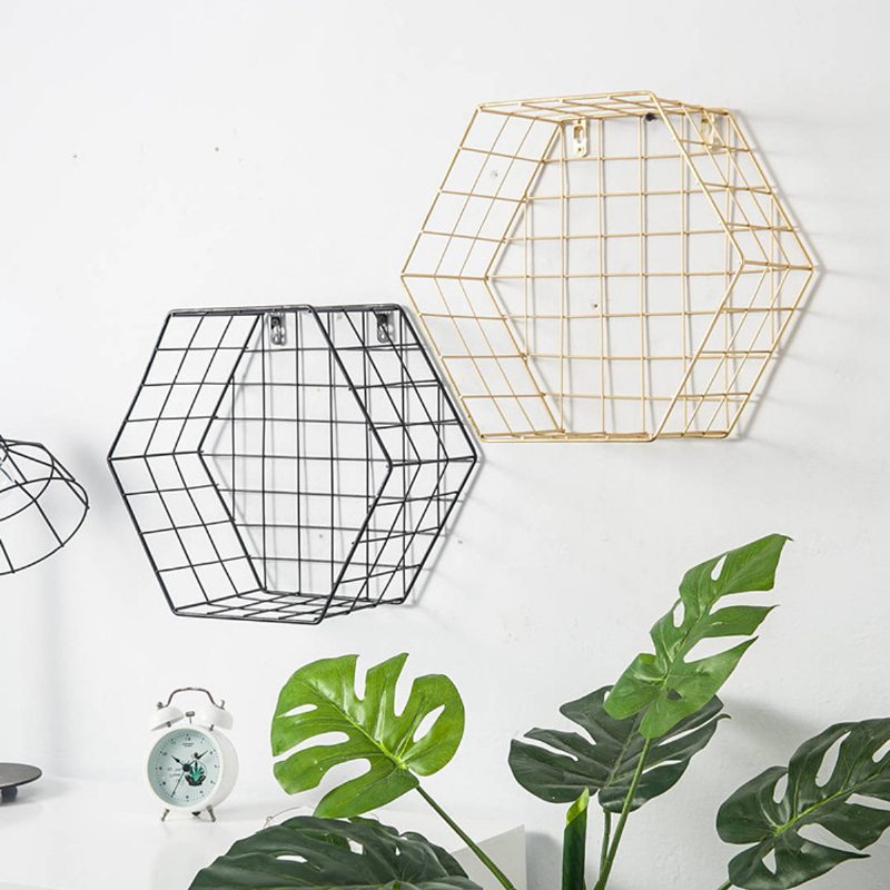 Iron Grid Wall Police Geometric Hexagon Decoration