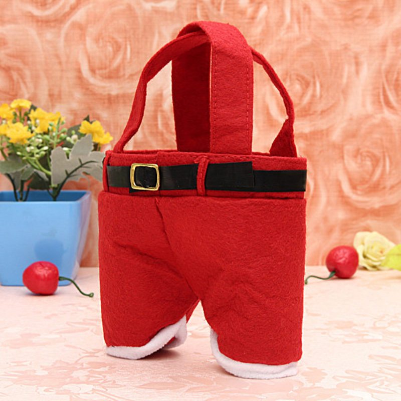 Jedinečný Štýl Červené Nylonové Santa Nohavice Candy Bags Skladovacie Tašky