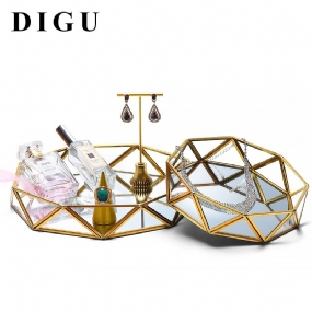 Náušnice Digu Nordic Prsteň Zásobník Na Šperky Kovové Sklo Priehľadná Krabička Na Vystavenie Šperkov Jemný