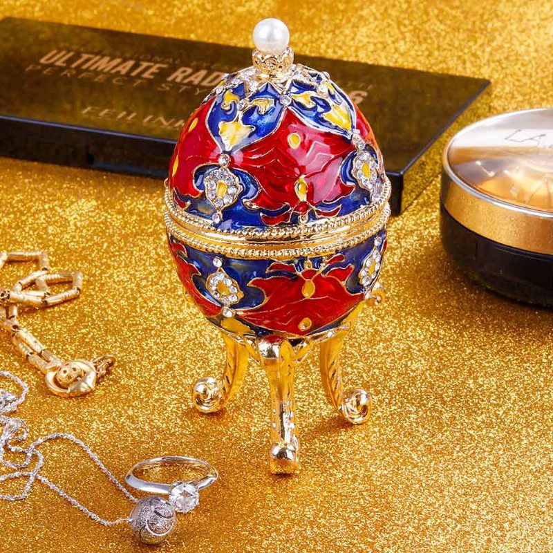 Šperkovnica V Tvare Európskeho Vajíčka Luxusná Farebná Smaltovaná Drobnosť Na Pamiatku Držiak Zbierky