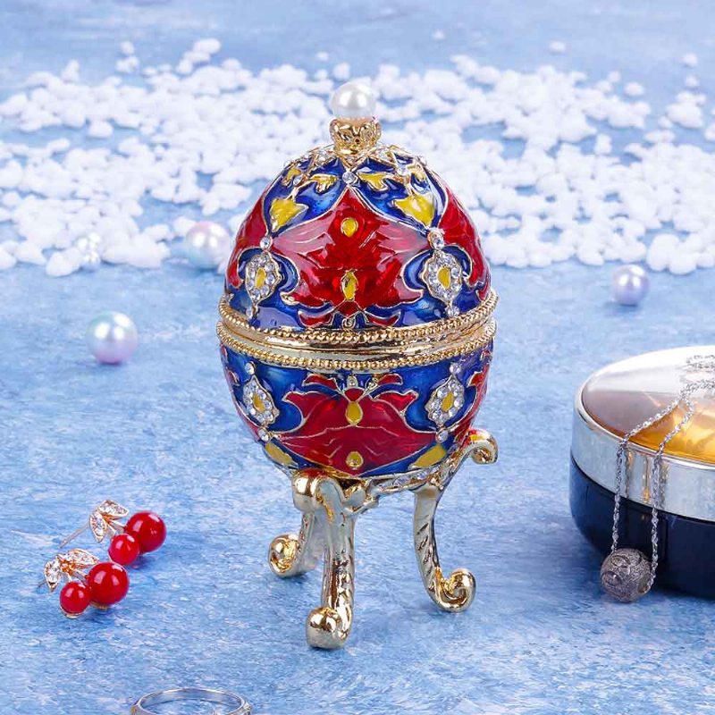 Šperkovnica V Tvare Európskeho Vajíčka Luxusná Farebná Smaltovaná Drobnosť Na Pamiatku Držiak Zbierky