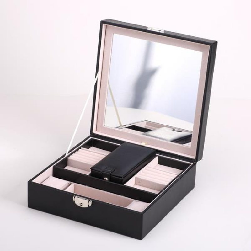 Šperky Diamond Náhrdelník Box Úložný Kontajner Puzdro So Zrkadlom