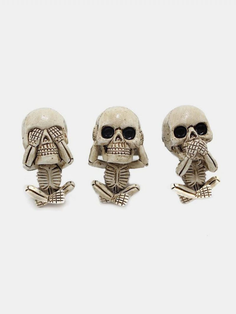 Súprava 3ks Kreatívna Živica Halloween Bone Lebka Skeleton Difúzor Klip Do Auta Vetracia Svorka Osviežovač Vzduchu Auto Lucky Ornament