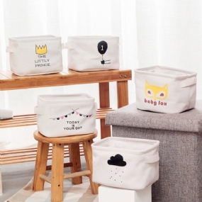 Úložný Box Z Bavlnenej Bielizne Šatník Malý Konferenčný Stolík Kôš Na Hračky Jednoduché Stolové Drobnosti Kontajner Na Občerstvenie