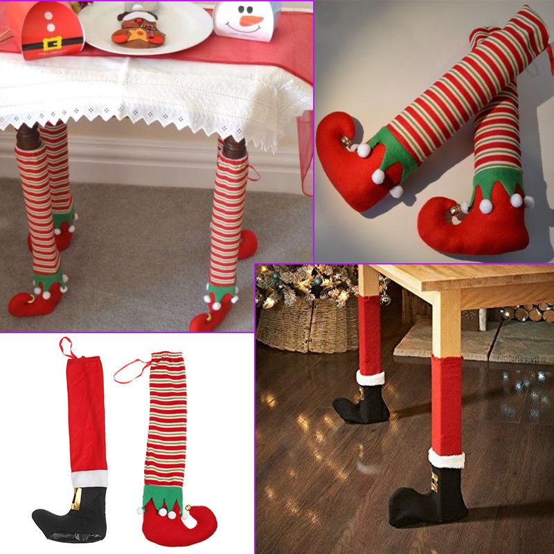 1/4ks Elf Santa Stolička Ponožky Obal Na Nohy Vianočný Halloween Novinka Dekor