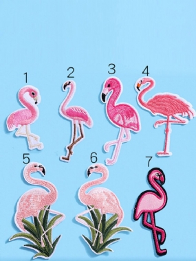 1 Ks Červená Biela Vyšívacia Flamingo Látková Pasta / Diy Odevné Dekorácie Príslušenstvo Náplasťová